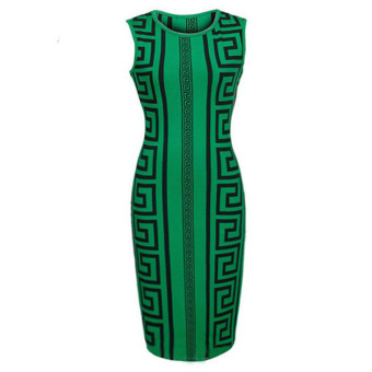 Fashion Pencil skirt printed sleeveless dress (Green) - intl  