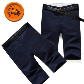 Fashion Soft Cotton Breathable Business Slim Fit Fifth Short Pants (blue) - intl  