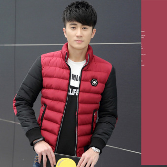 Fashion Winter Warm Duck Down Coat Men Windproof Thicken Stand-up Collar Slim Cotton Jacket M-3XL (Red) - intl  