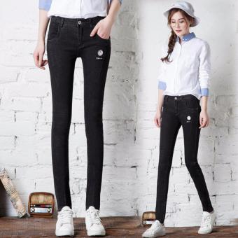 Fashion Women Big Code Jeans Pants Female Korean Hot Slim Slim Pencil(Black) - intl  
