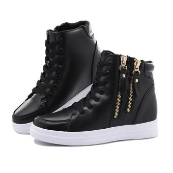 Fashion Women's Height Increasing Shoes Casual Sneakers ( Black ) - intl  