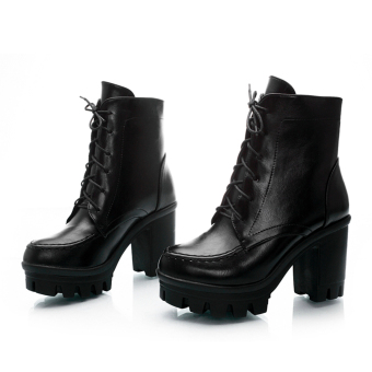 Fashion Women's Platform With Shoes Martin Short Boots Outsole Boots High-heeled(Black) - intl  