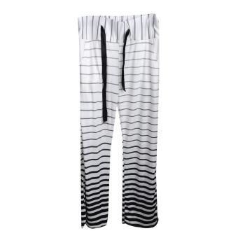 Fashion Women's Stripe Casual Stretch Pants Wide Leg Long Loose Trousers - intl  