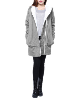 Five Star Store ZANZEA Women Long Slim Hoodie Jacket Coat Zip Sweatshirt Outwear Top Size Grey - intl  