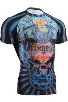 FIXGEAR Mens Compression Wear Tight Sports Top Running Base Layer Short Sleeve Shirts (Multicolor) (EXPORT)  
