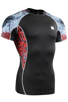 FIXGEAR Skin tight Compression Base Layer Shirt Short Sleeve (Multicolor) (EXPORT)  