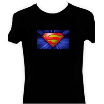 Flashing LED T-Shirt Superman Model - Size XL - Black Blue  