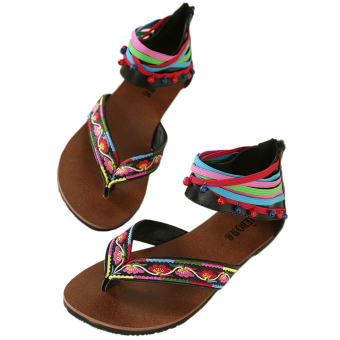 Flat Embriodered Sandals Beads Shoes 35 - Intl  