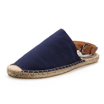 Flat Sandals Roman Style Sandals Straw Shoes(Blue) - intl  