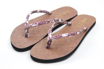 Floral Casual Beach Slippers Flip Flops Sandals Purple  