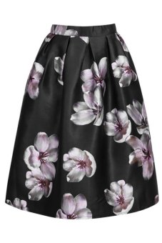 Flower Pleated Skirt (Black)  