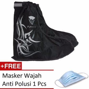 Funcover Jas Hujan Sepatu Cover Shoes Anti Air + Gratis Masker Wajah Anti Polusi  