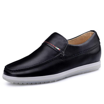 G6660 2.36 Inches Taller - men's Comfort Driving Car Shoes Soft Leather Flats Loafers Casual Walking Shoes Black (Intl)  