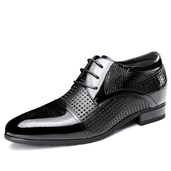 G916895 2.56 Inches Taller - men's Height Increasing Elevator Oxfords-Black Breathable Leather Dress Shoes (Intl)  