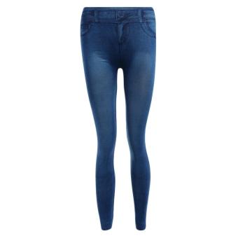 Gamiss Women Jeans Trendy Mid Waist Blanch Skinny(Blue) - intl  