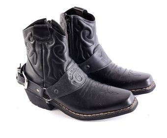 Garsel L148 Sepatu Fashion Boots Pria - Kulit Super - Keren (Hitam)  