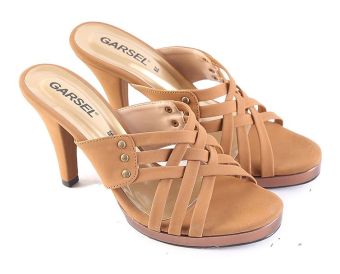 Garsel L407 Sandal Heels Wanita - Synth - Bagus (Coklat)  