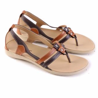 Garsel Sandal flat wanita 377-hitam-coklat  