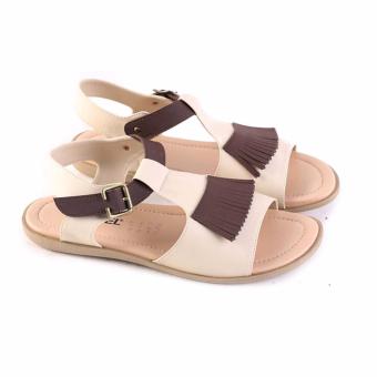 Garsel Sandal flat wanita 386-cream coklat  