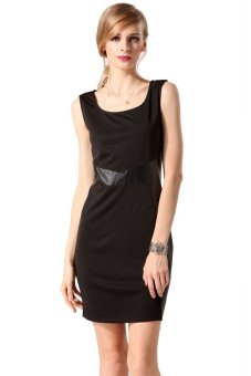 GE Women's Sleeveless High Waist Mini Dress S-XXL (Black)  
