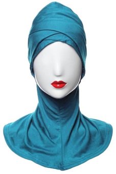 GETEK Cotton Muslim Inner Hijab Islamic Full Cover Hat Underscarf One Size (Lake Blue)  