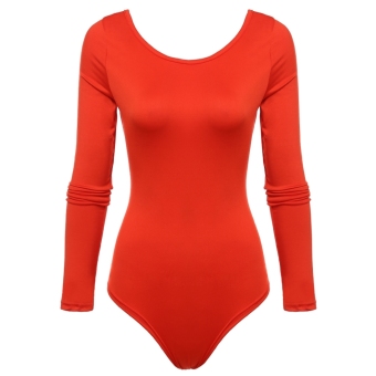 GETEK Women Backless Long Sleeve Leotard Jumpsuit (Red) - intl  