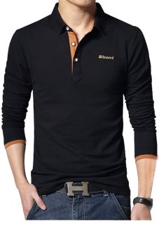 Ghope 2015 Thin Summer New Conference Men's Fashion Polo Collar T-shirt Black  