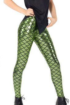 Ghope Printed Mermaid Scales Leggings (Green)  