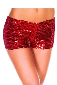 Glittering Sparking Sequin Stretch Shorts (Red)  
