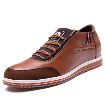 GN65801 Men 2016 New Fashion Sneaker Genuine Leather shoes Men Casual shoes for Spring Increase Height 2.36 Inches???Brown)  