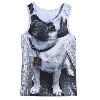 Good Quality Dog Animal Printed 3D Short Sleeve Round Neck Vest Cotton Men Tank Top  