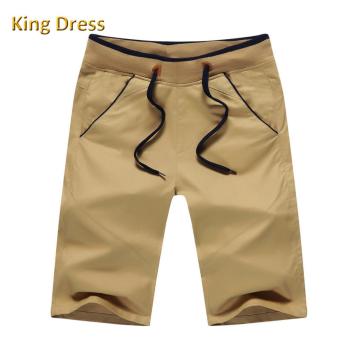 Good Quality Elastic Waist Straight Knee Length Solid Cotton Big Size S-5XL Fat Men Casual Shorts(Khaki) - intl  