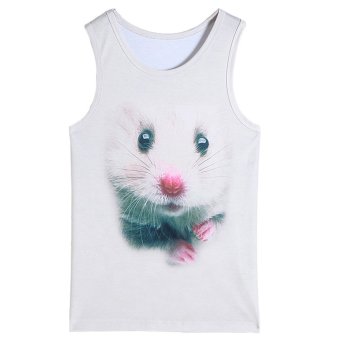 Good Quality Rat Animal Printed 3D Short Sleeve Round Neck Vest Cotton Men Tank Top  