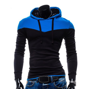 Gracefulvara Fashion Men Slim Fit Sweater Hoodie Spell Color Sport Warm Fleece Sweatshirt (Black)  