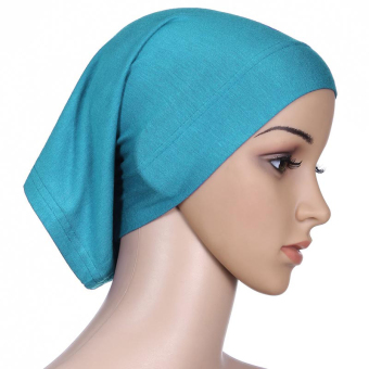 Gracefulvara Islamic Muslim Women Lady Head Scarf Brief Hijab Cover Headwrap Bonnet (Lake Blue) - Intl  