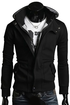 Gracefulvara Men's Slim Fit Sweatshirt Zipper Hoodie Casual Hooded Jacket Coat Outwear (Black)  