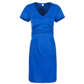 Grandwish Women Maternity Pure Color Short Sleeve Dress V-neck S-XL (Blue) - Intl  