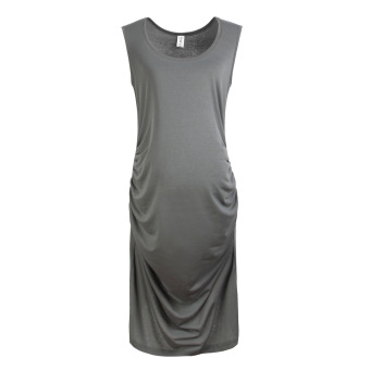 Grandwish Women Maternity Pure Color Sleeveless Dress O-neck S-XL (Grey) - intl  