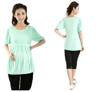 Green Home Maternity and Nursing Baloon Blouse Light Green  