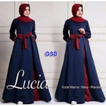 GSD-Terusan Dress Maxi Gamis Syari Lucia Navy  