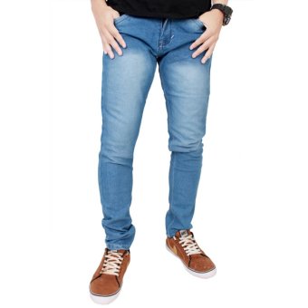 Gudang Fashion - Celana Jeans Panjang Pria Casual Keren - Biru  