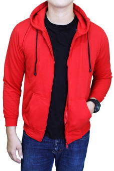 Gudang Fashion - Jaket Fleece Polos - Merah  