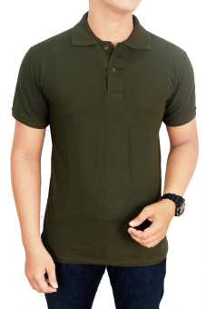 Gudang Fashion - Kaos Polos Kerah 100% Cotton Pique - Hijau Army  