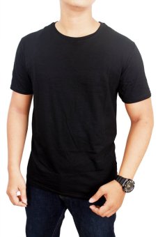 Gudang Fashion - Kaos Polos Pendek Cotton Combed S20 - Slub Hitam  