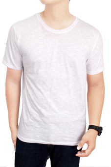 Gudang Fashion - Kaos Polos Pendek Cotton Combed S20 - Slub Putih  