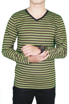 Gudang Fashion - Long Sleeve Tshirt Male - Hijau - Hitam  