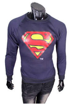 Gudang Fashion - Sweater Motif Superman Keren - Biru Dongker  