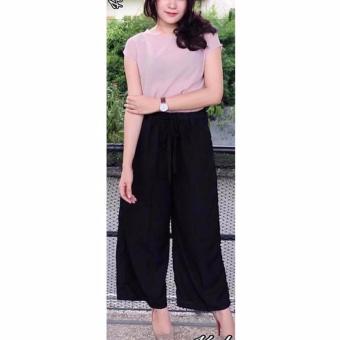 GudangGrosir Celana Kulot Wanita Bahan Wolfis Warna Hitam  