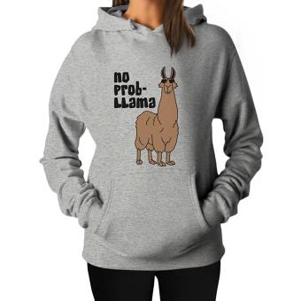 GVM TeeStars Women's - No Prob Llama Hoodie Grey - intl  