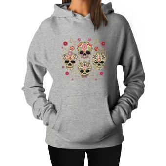 GVM TeeStars Women's - Sugar Skulls Hoodie Grey - intl  